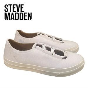 NEW Steven Steve Madden White Canvas Vipar Ankle Tie Sneakers 8.5